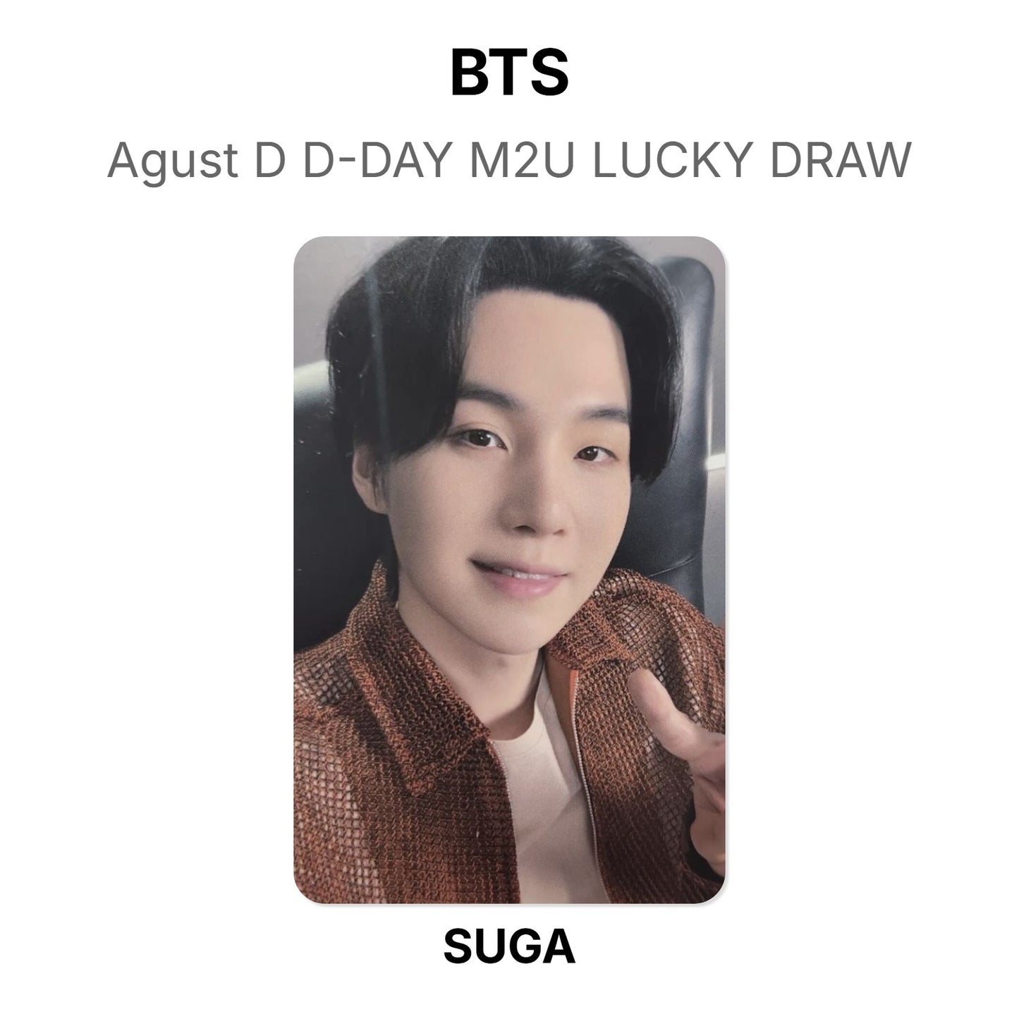 BTS Agust D D-DAY M2U LUCKY DRAW Official Photocard