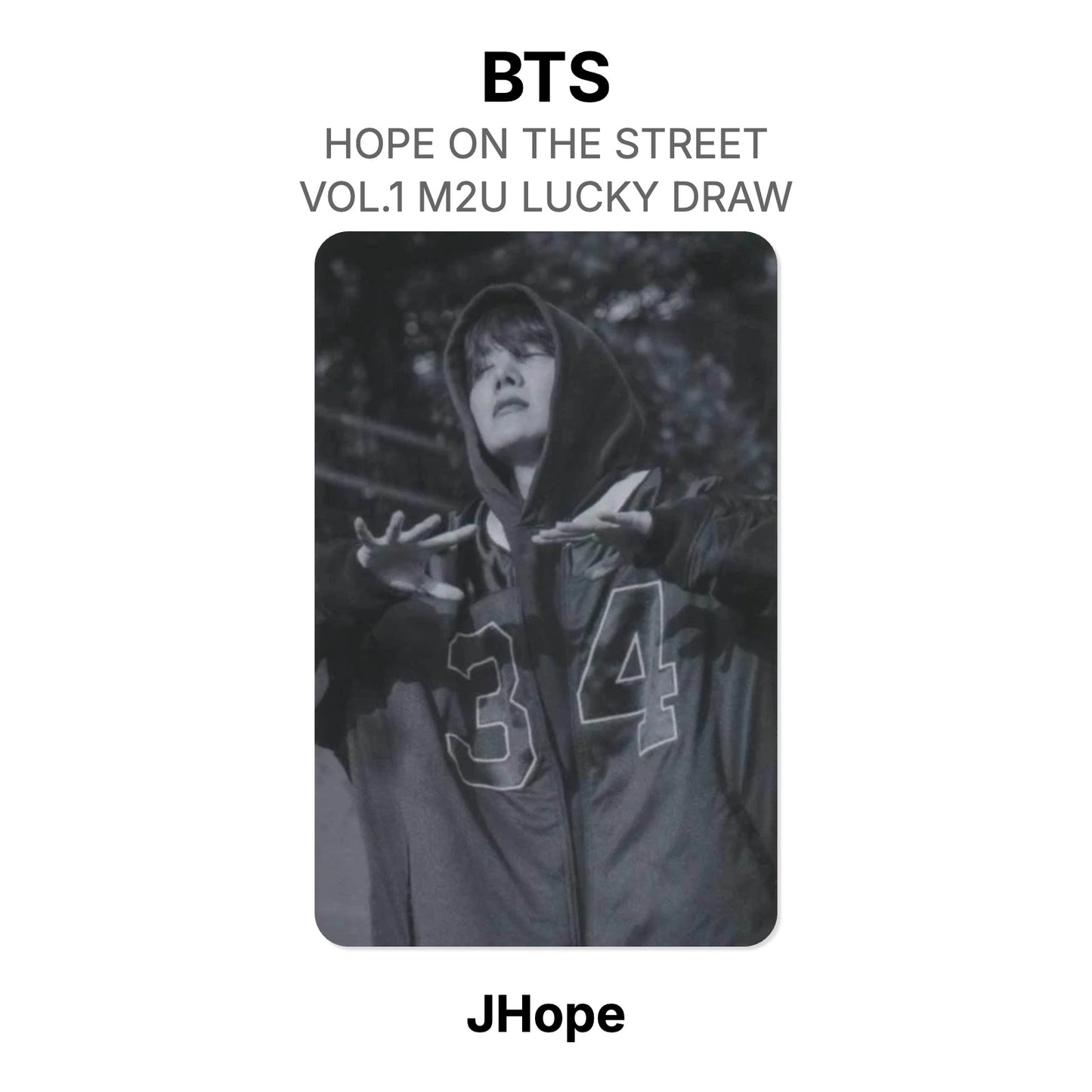 BTS HOPE ON THE STREET VOL.1 M2U LUCKY DRAW Official Photocard