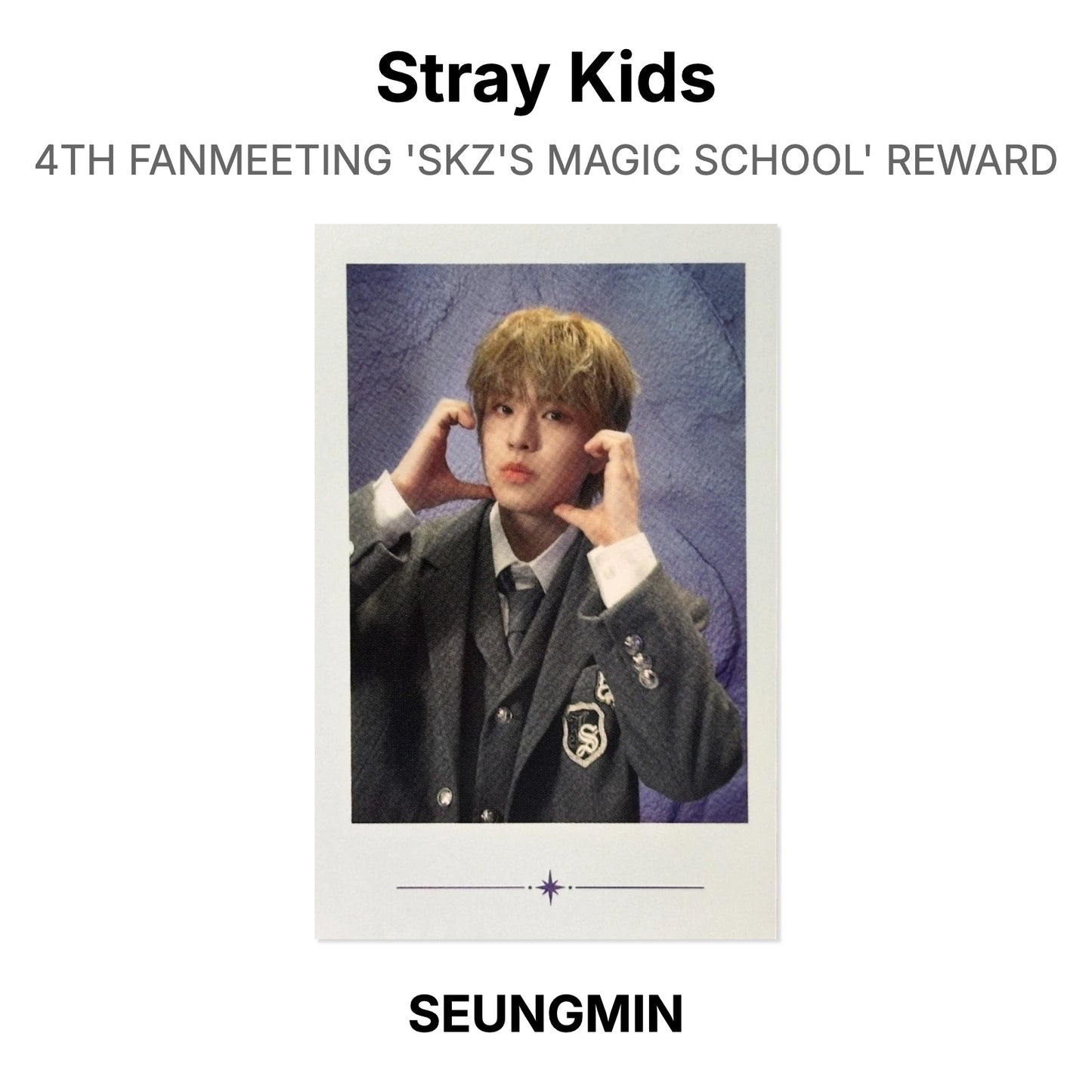 Stray Kids 4TH FANMEETING 'SKZ'S MAGIC SCHOOL' REWARD photocard oficial
