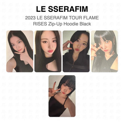 LE SSERAFIM 2023 LE SSERAFIM TOUR FLAME RISES Zip-Up Hoodie Black Official Photocard