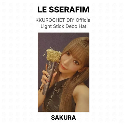 LE SSERAFIM KKUROCHET DIY Official Light Stick Deco Hat Official Photocard