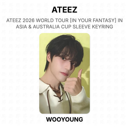 ATEEZ 2026 WORLD TOUR [IN YOUR FANTASY] IN ASIA & AUSTRALIA CUP SLEEVE KEYRING Official Photocard