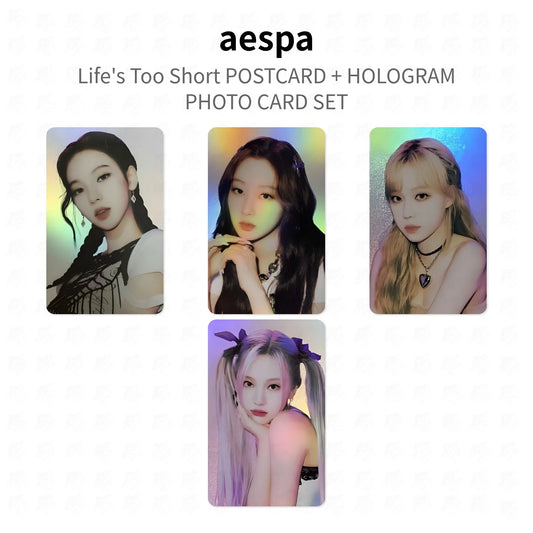 aespa Life's Too Short POSTCARD + HOLOGRAM PHOTO CARD SET Official Photocard
