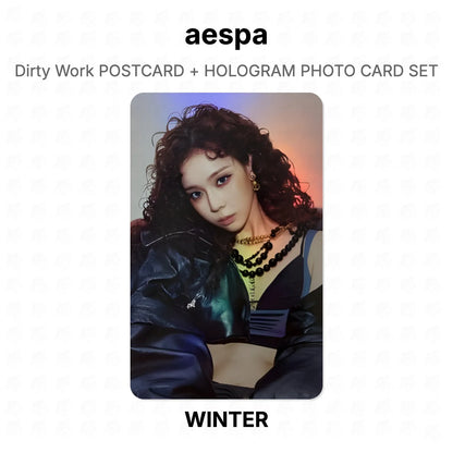aespa Dirty Work POSTCARD + HOLOGRAM PHOTO CARD SET Official Photocard