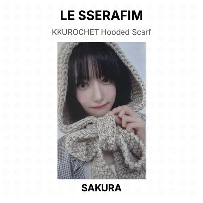 LE SSERAFIM KKUROCHET Hooded Scarf Official Photocard