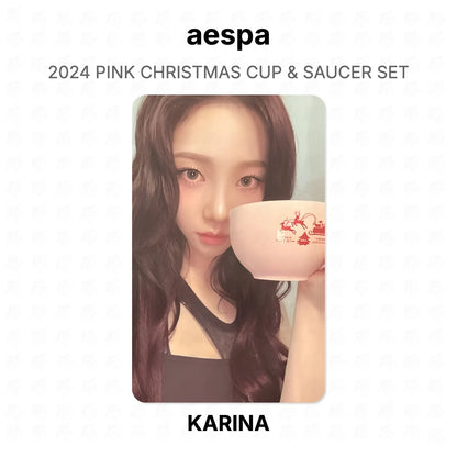 aespa 2024 PINK CHRISTMAS CUP & SAUCER SET Official Photocard
