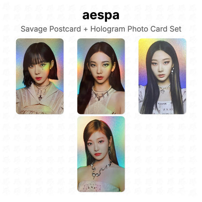 aespa Savage Postcard + Hologram Photo Card Set Official Photocard