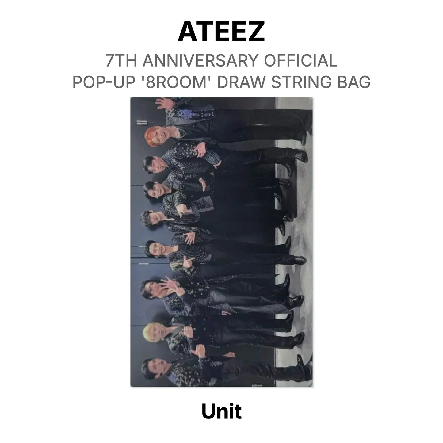 ATEEZ 7TH ANNIVERSARY OFFICIAL POP-UP '8ROOM' DRAW STRING BAG Official Photocard