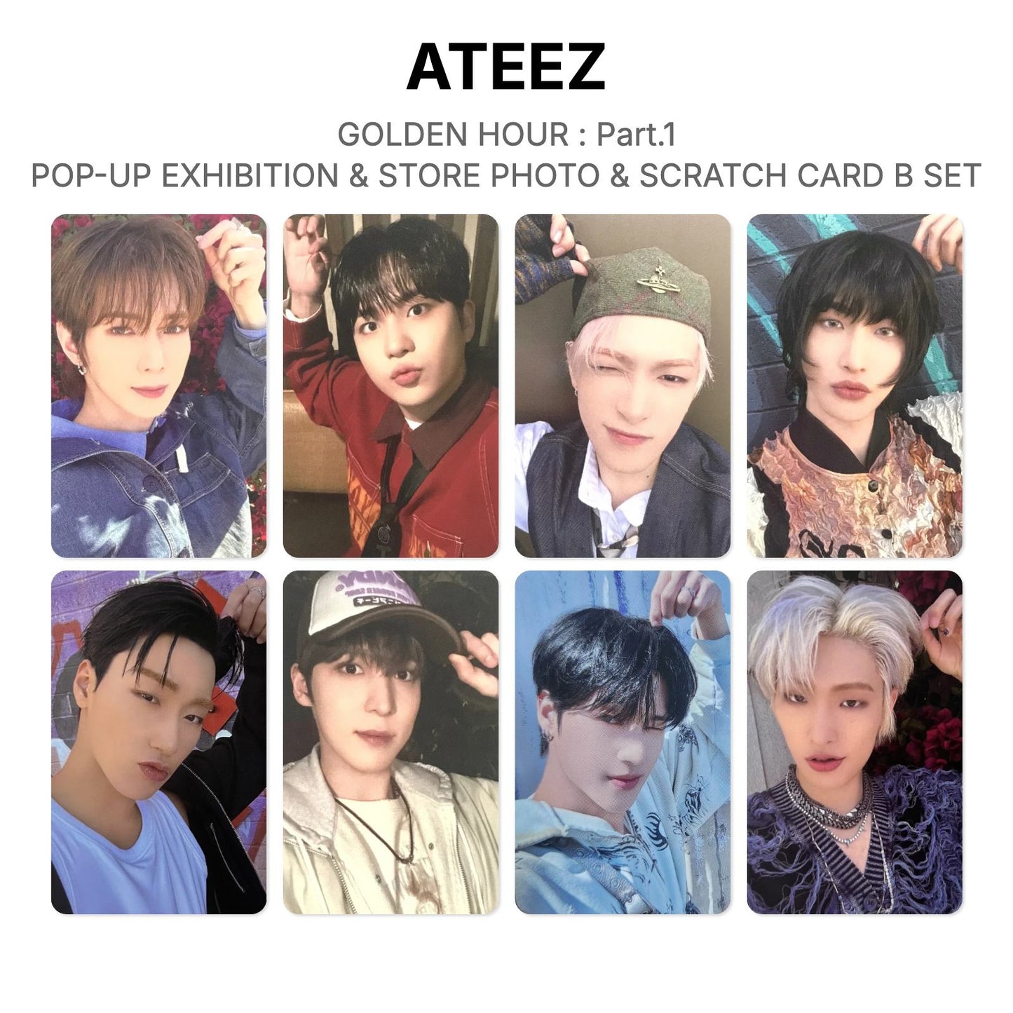 ATEEZ GOLDEN HOUR : Part.1 POP-UP EXHIBITION & STORE PHOTO & SCRATCH CARD B SET officiële Photocard