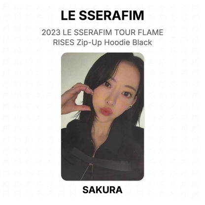 LE SSERAFIM 2023 LE SSERAFIM TOUR FLAME RISES Zip-Up Hoodie Black Official Photocard