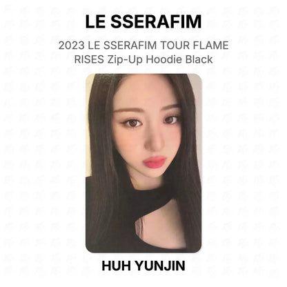 LE SSERAFIM 2023 LE SSERAFIM TOUR FLAME RISES Zip-Up Hoodie Black Official Photocard