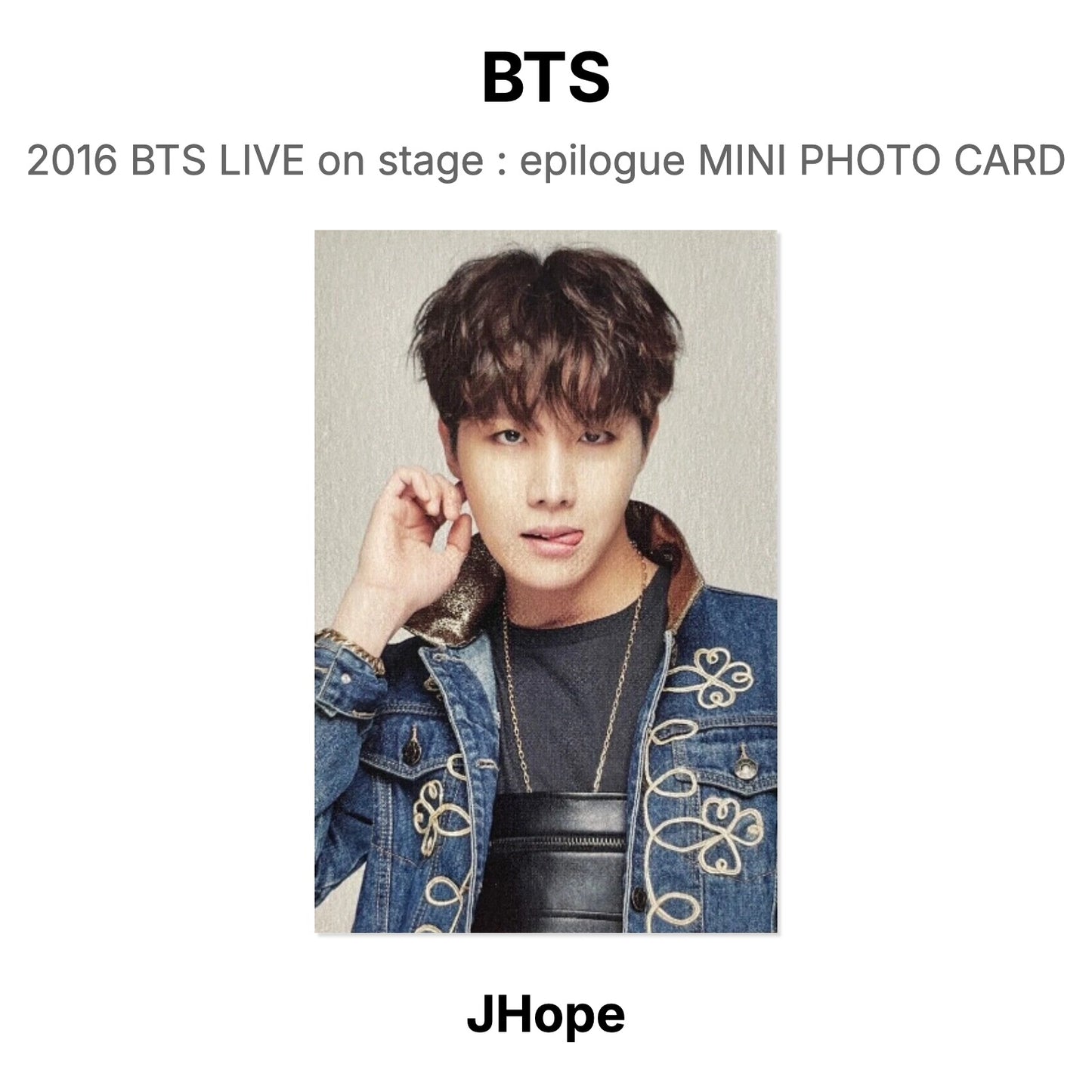 BTS 2016 BTS LIVE on stage : epilogue MINI PHOTO CARD Official Photocard
