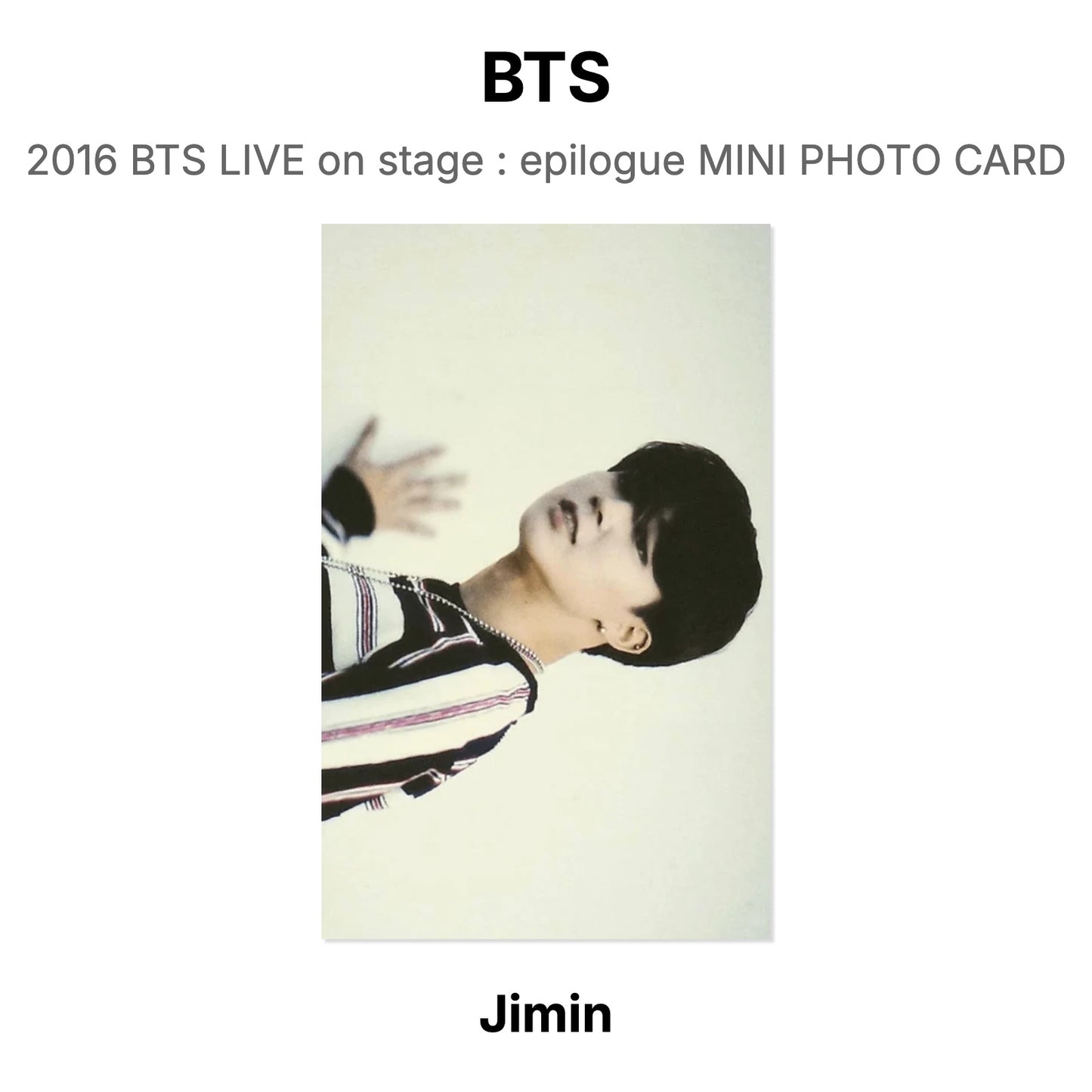 BTS 2016 BTS LIVE on stage : epilogue MINI PHOTO CARD Official Photocard