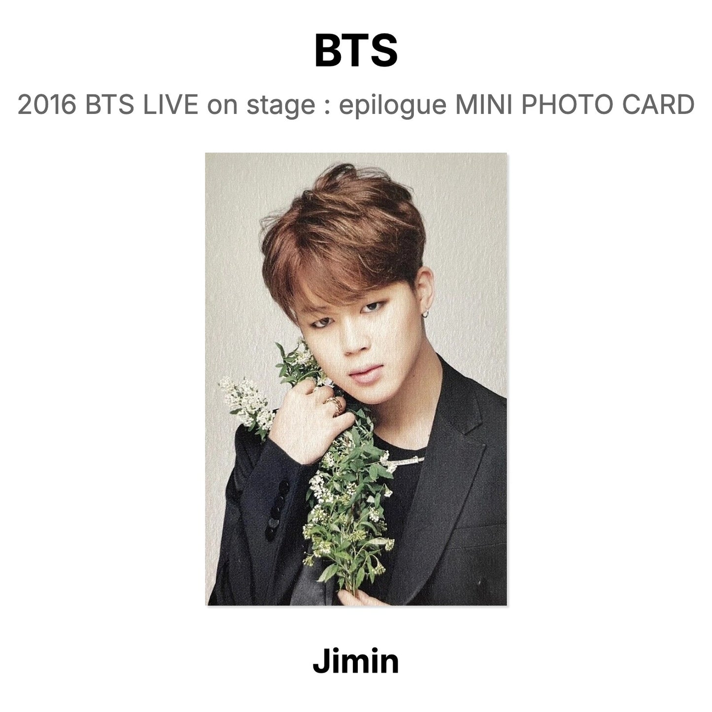 BTS 2016 BTS LIVE on stage : epilogue MINI PHOTO CARD Official Photocard