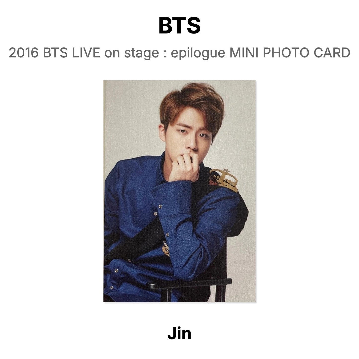 BTS 2016 BTS LIVE on stage : epilogue MINI PHOTO CARD Official Photocard