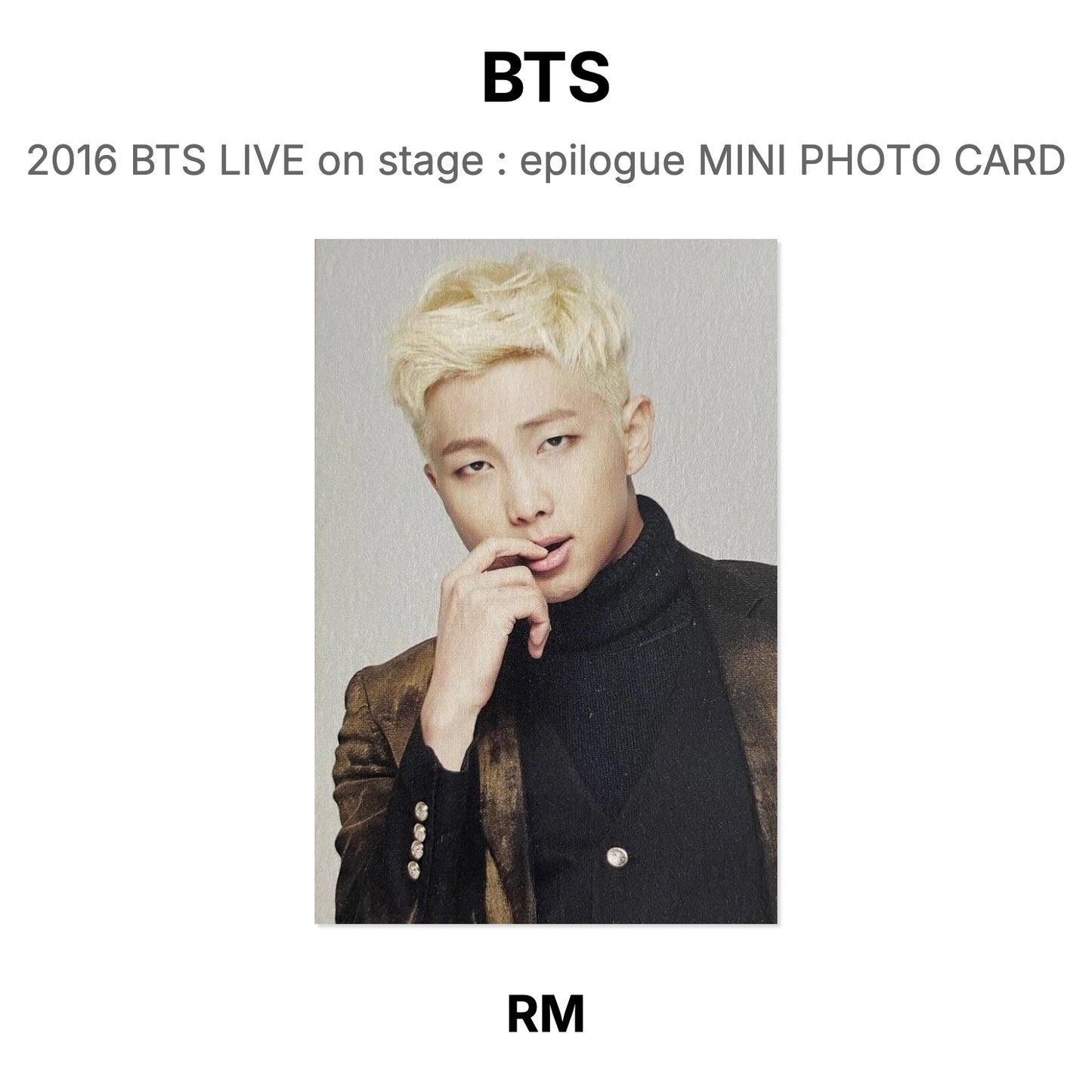 BTS 2016 BTS LIVE on stage : epilogue MINI PHOTO CARD Official Photocard