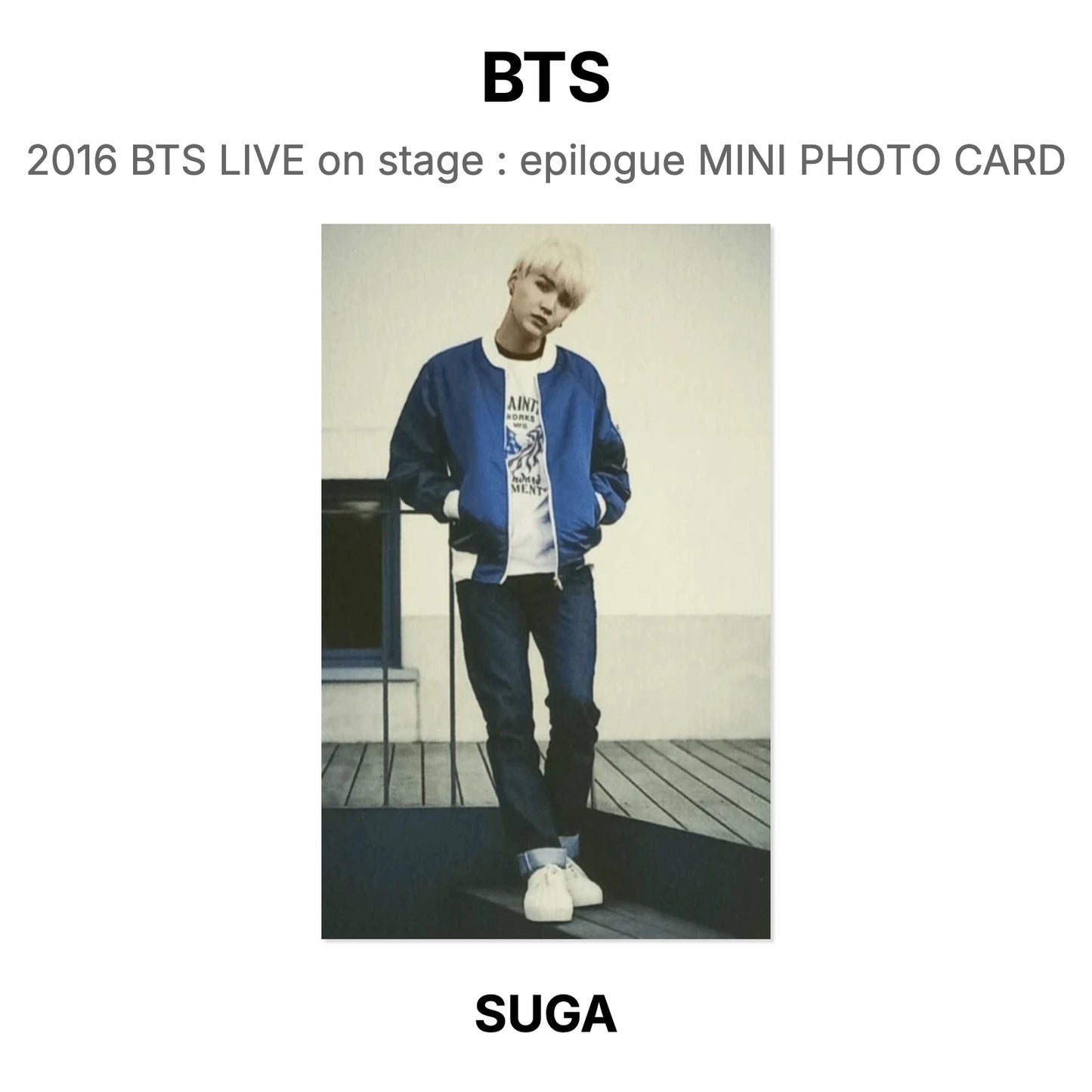 BTS 2016 BTS LIVE on stage : epilogue MINI PHOTO CARD Official Photocard