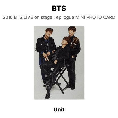 BTS 2016 BTS LIVE on stage : epilogue MINI PHOTO CARD Official Photocard