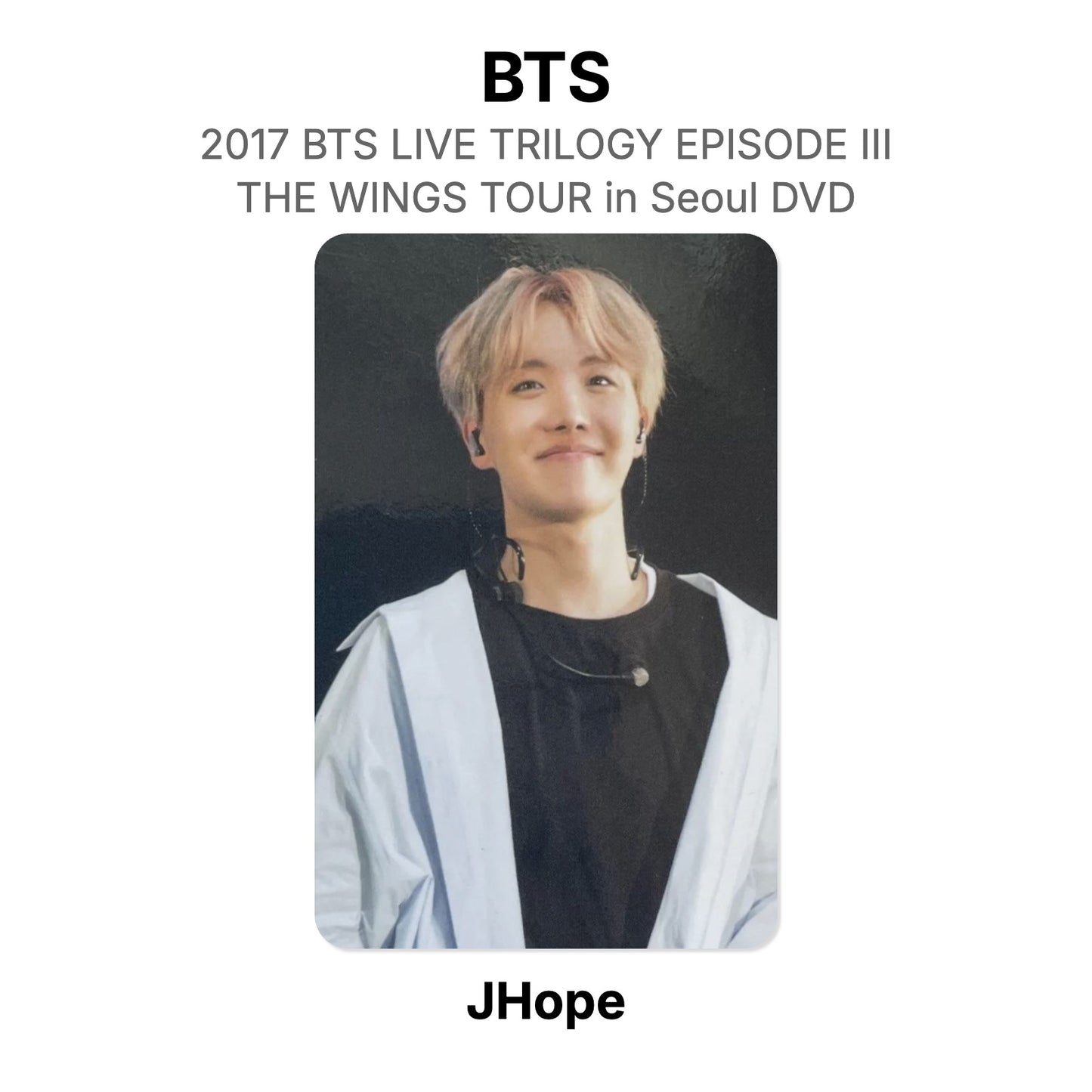 BTS 2017 BTS LIVE TRILOGY EPISODE III THE WINGS TOUR in Seoul DVD photocard ufficiale