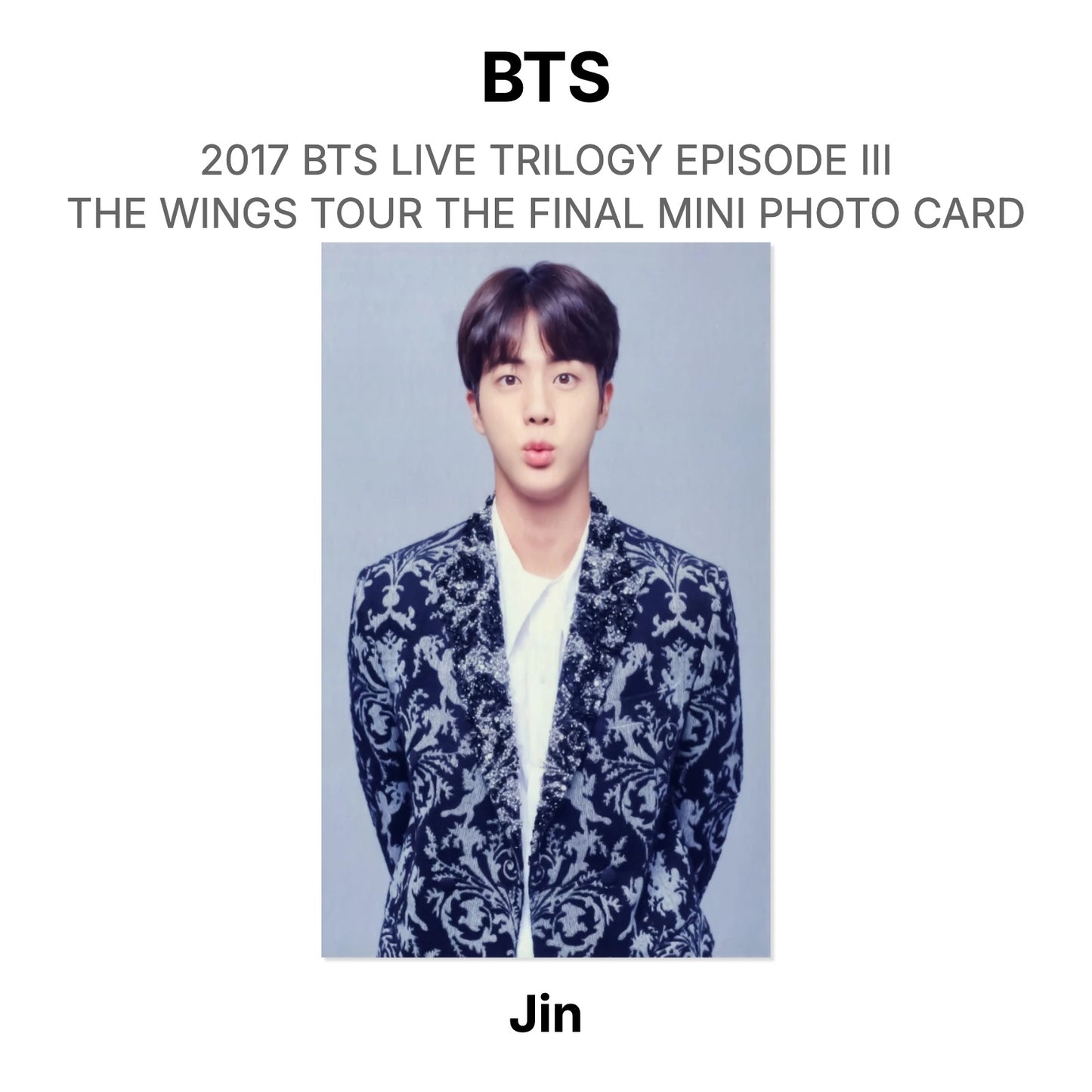BTS 2017 BTS LIVE TRILOGY EPISODE III THE WINGS TOUR THE FINAL MINI PHOTO CARD Official Photocard