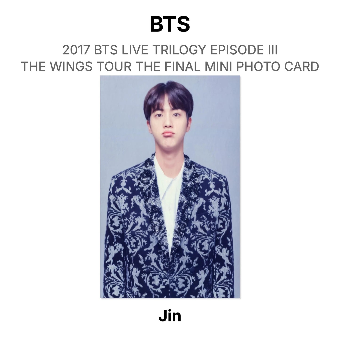 BTS 2017 BTS LIVE TRILOGY EPISODE III THE WINGS TOUR THE FINAL MINI PHOTO CARD Official Photocard