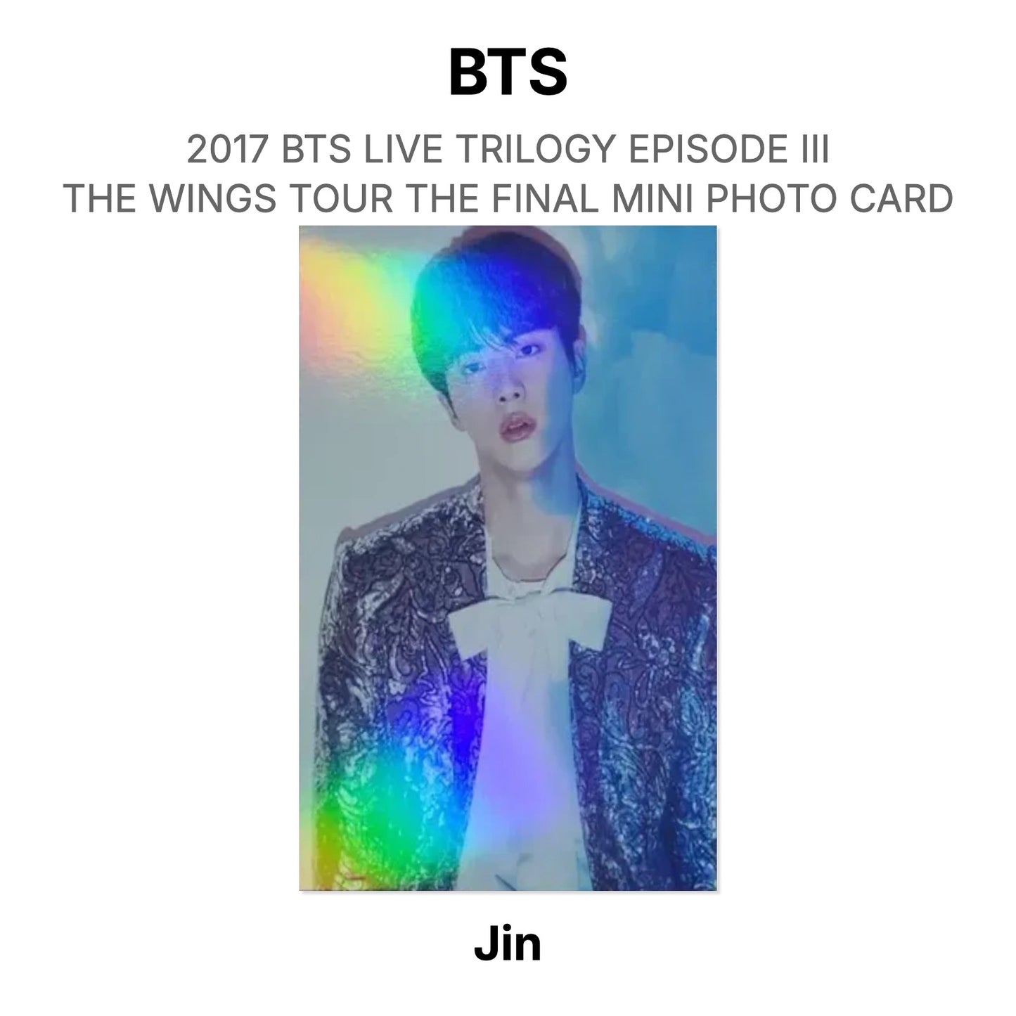BTS 2017 BTS LIVE TRILOGY EPISODE III THE WINGS TOUR THE FINAL MINI PHOTO CARD Official Photocard