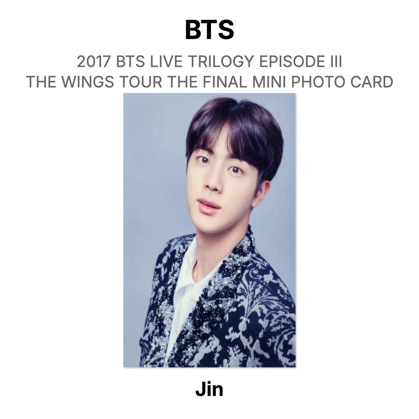 BTS 2017 BTS LIVE TRILOGY EPISODE III THE WINGS TOUR THE FINAL MINI PHOTO CARD Official Photocard