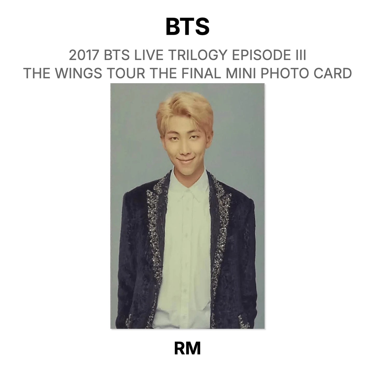 BTS 2017 BTS LIVE TRILOGY EPISODE III THE WINGS TOUR THE FINAL MINI PHOTO CARD Official Photocard