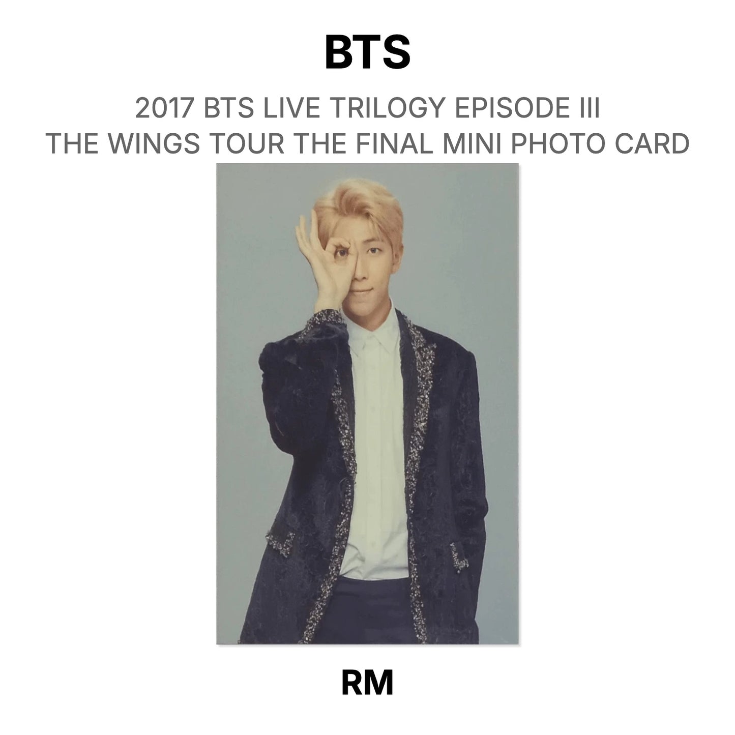 BTS 2017 BTS LIVE TRILOGY EPISODE III THE WINGS TOUR THE FINAL MINI PHOTO CARD Official Photocard
