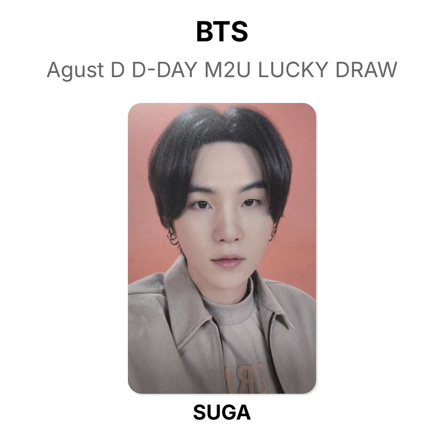 BTS Agust D D-DAY M2U LUCKY DRAW photocard oficial