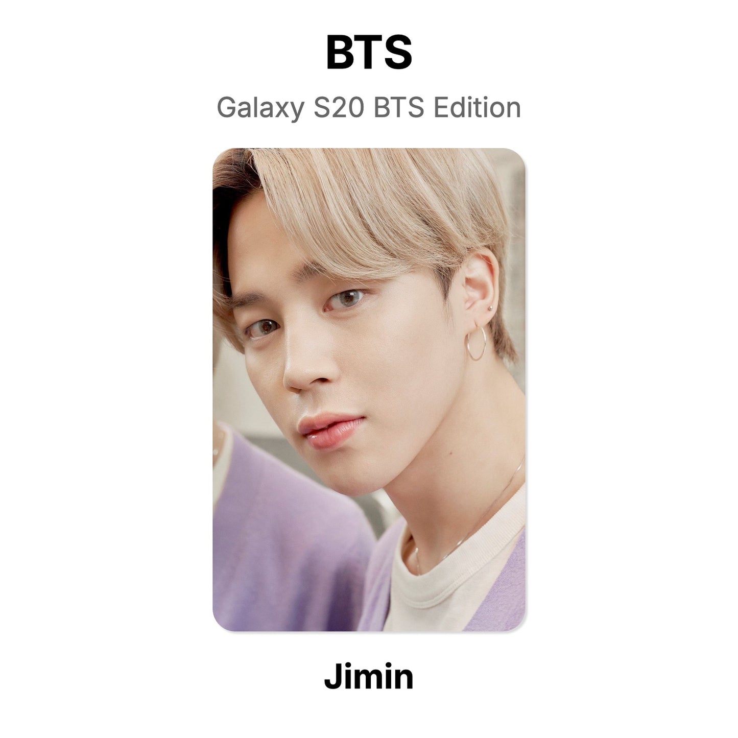 BTS Galaxy S20 BTS Edition photocard oficial
