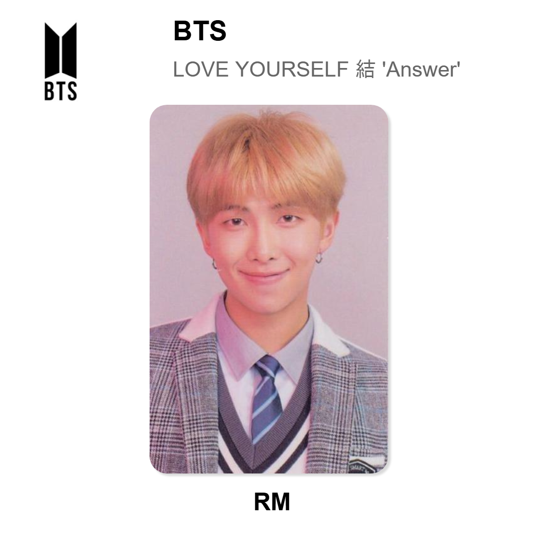 BTS LOVE YOURSELF 結 'Answer' Official Photocard