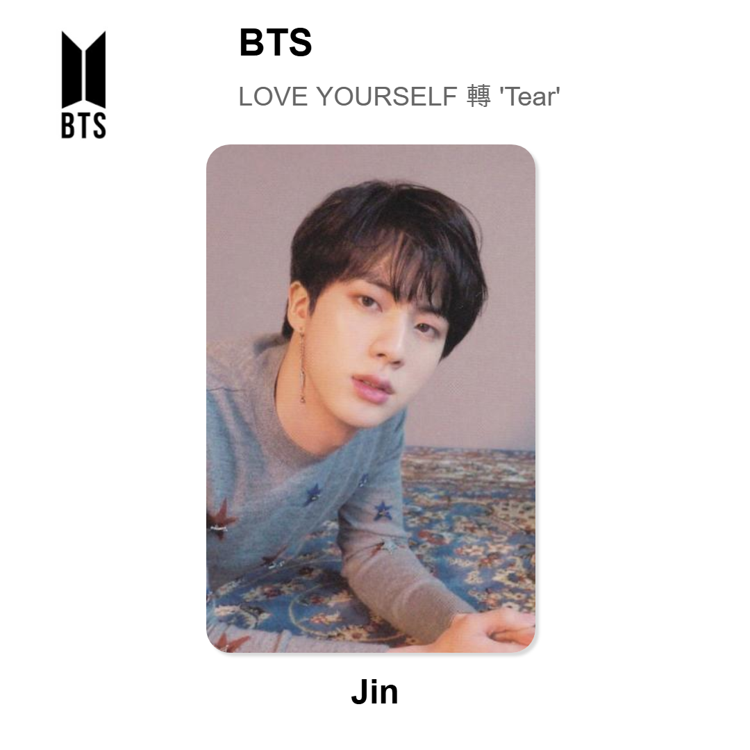 BTS LOVE YOURSELF 轉 'Tear' Official Photocard