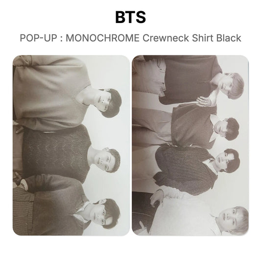 BTS POP-UP : MONOCHROME Crewneck Shirt Black photocard resmi