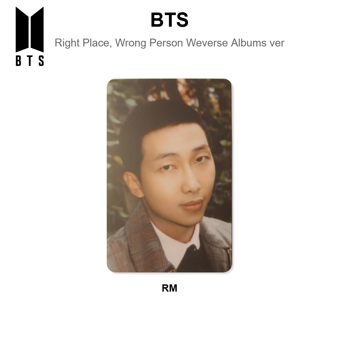 BTS Right Place, Wrong Person Weverse Albums ver. photocard oficial