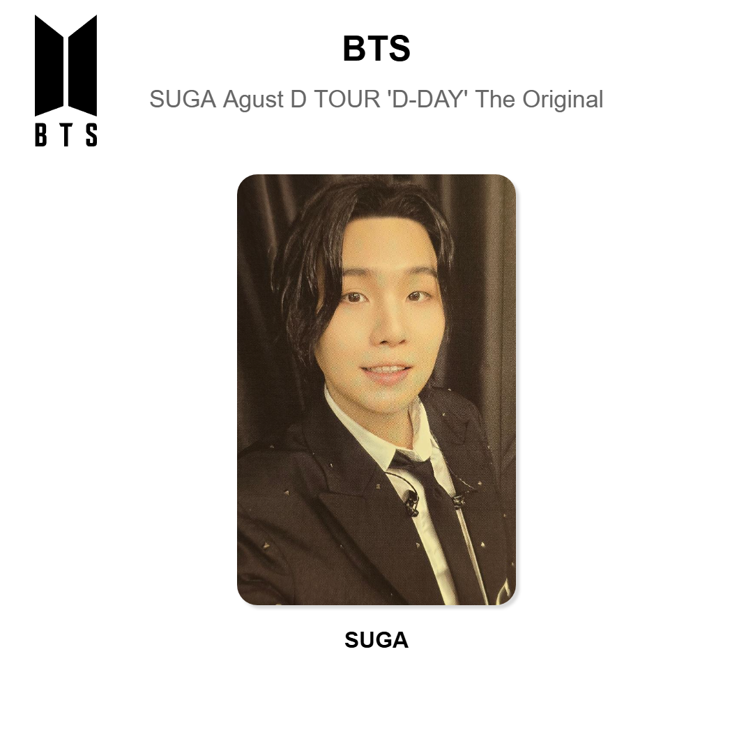 BTS SUGA | Agust D TOUR 'D-DAY' The Original Offizielle Photocard