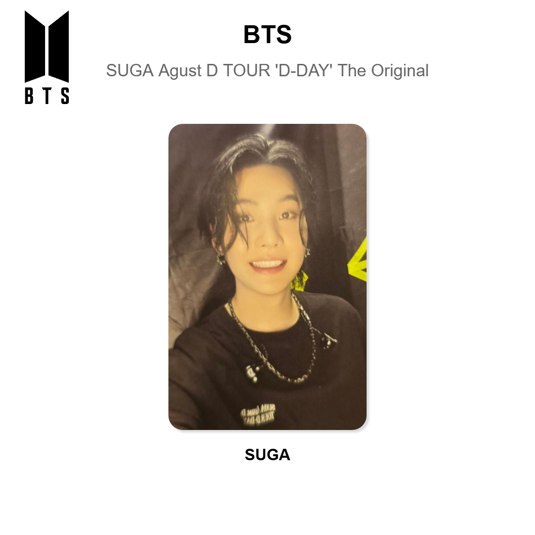 BTS SUGA | Agust D TOUR 'D-DAY' The Original Offizielle Photocard