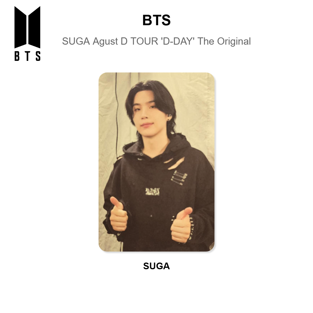 BTS SUGA | Agust D TOUR 'D-DAY' The Original Offizielle Photocard