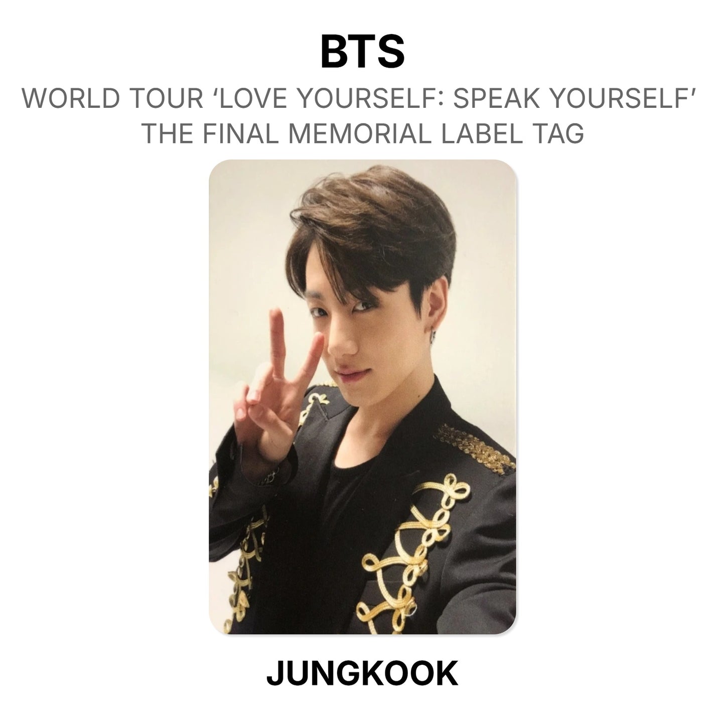 BTS WORLD TOUR ‘LOVE YOURSELF: SPEAK YOURSELF’ THE FINAL MEMORIAL LABEL TAG Official Photocard