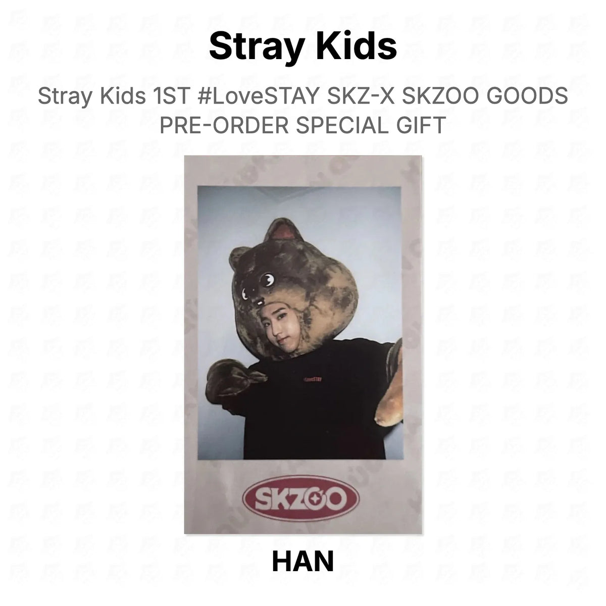 Stray Kids 1ST #LoveSTAY SKZ-X SKZOO GOODS PRE-ORDER SPECIAL GIFT Official Photocard