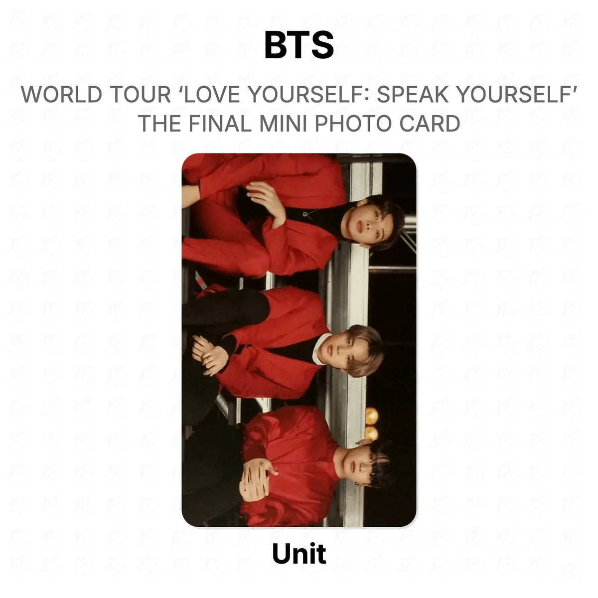 BTS WORLD TOUR ‘LOVE YOURSELF: SPEAK YOURSELF’ THE FINAL MINI PHOTO CARD photocard oficial