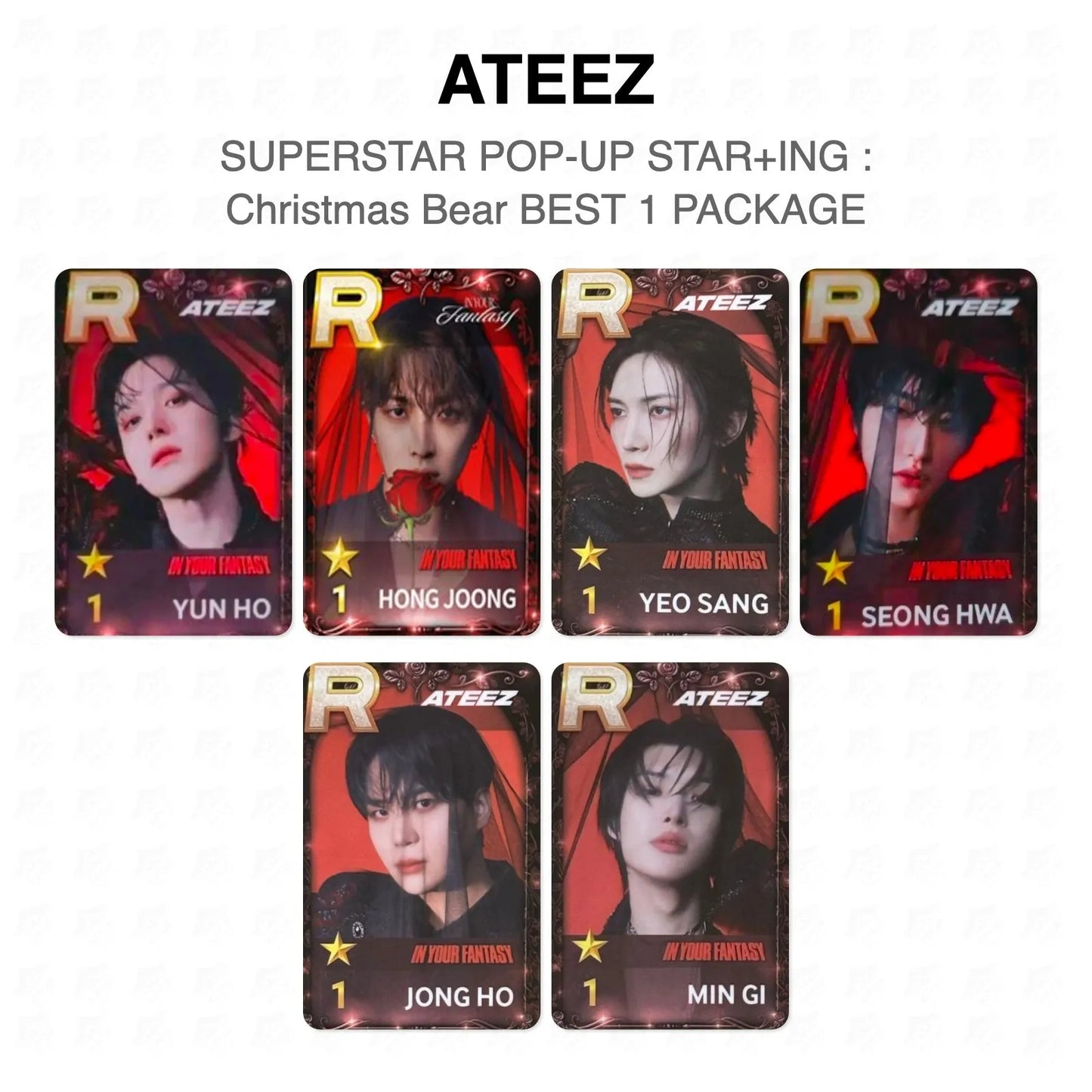 ATEEZ SUPERSTAR POP-UP STAR+ING : Christmas Bear BEST 1 PACKAGE Official Photocard
