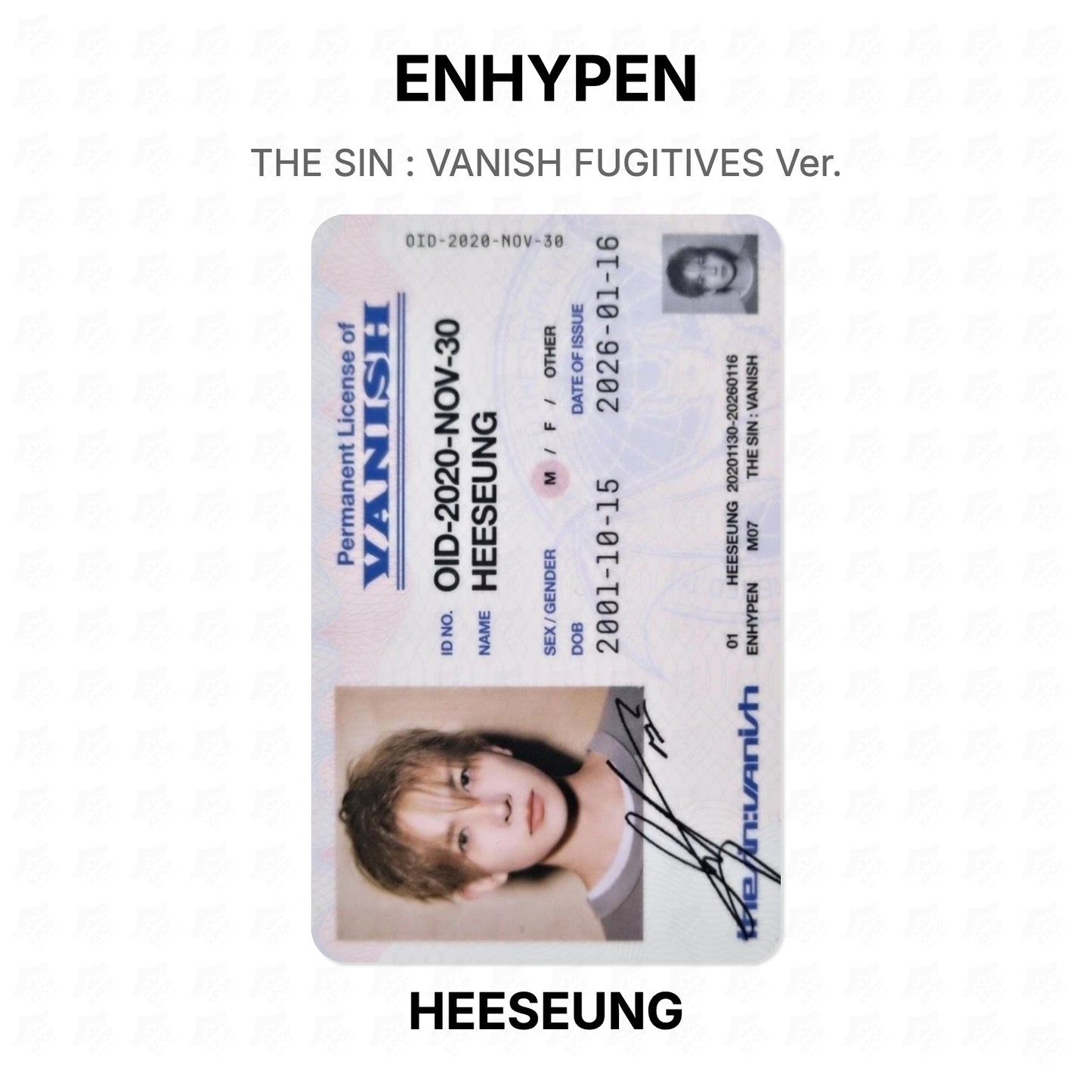 ENHYPEN THE SIN : VANISH FUGITIVES Ver. Official Photocard
