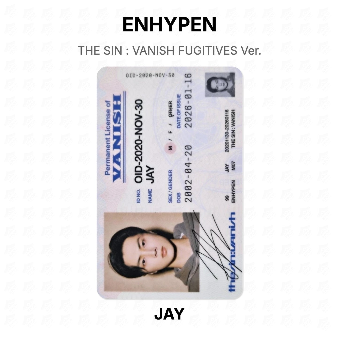 ENHYPEN THE SIN : VANISH FUGITIVES Ver. Official Photocard