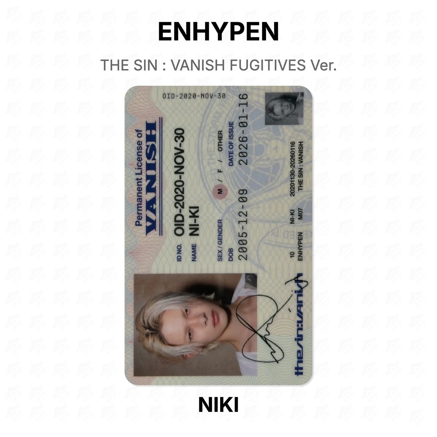 ENHYPEN THE SIN : VANISH FUGITIVES Ver. Official Photocard