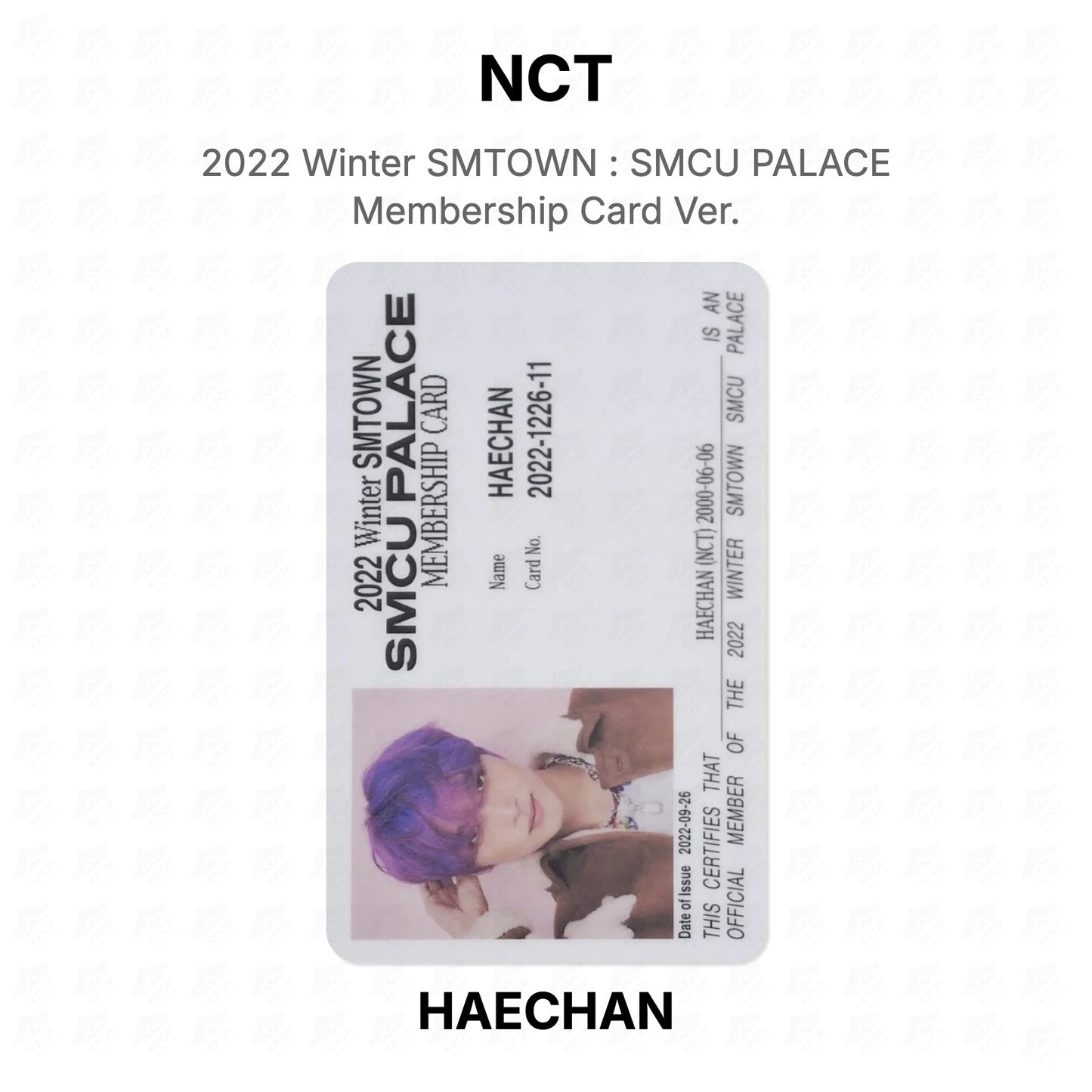 NCT 2022 Winter SMTOWN : SMCU PALACE Membership Card Ver. Official Photocard