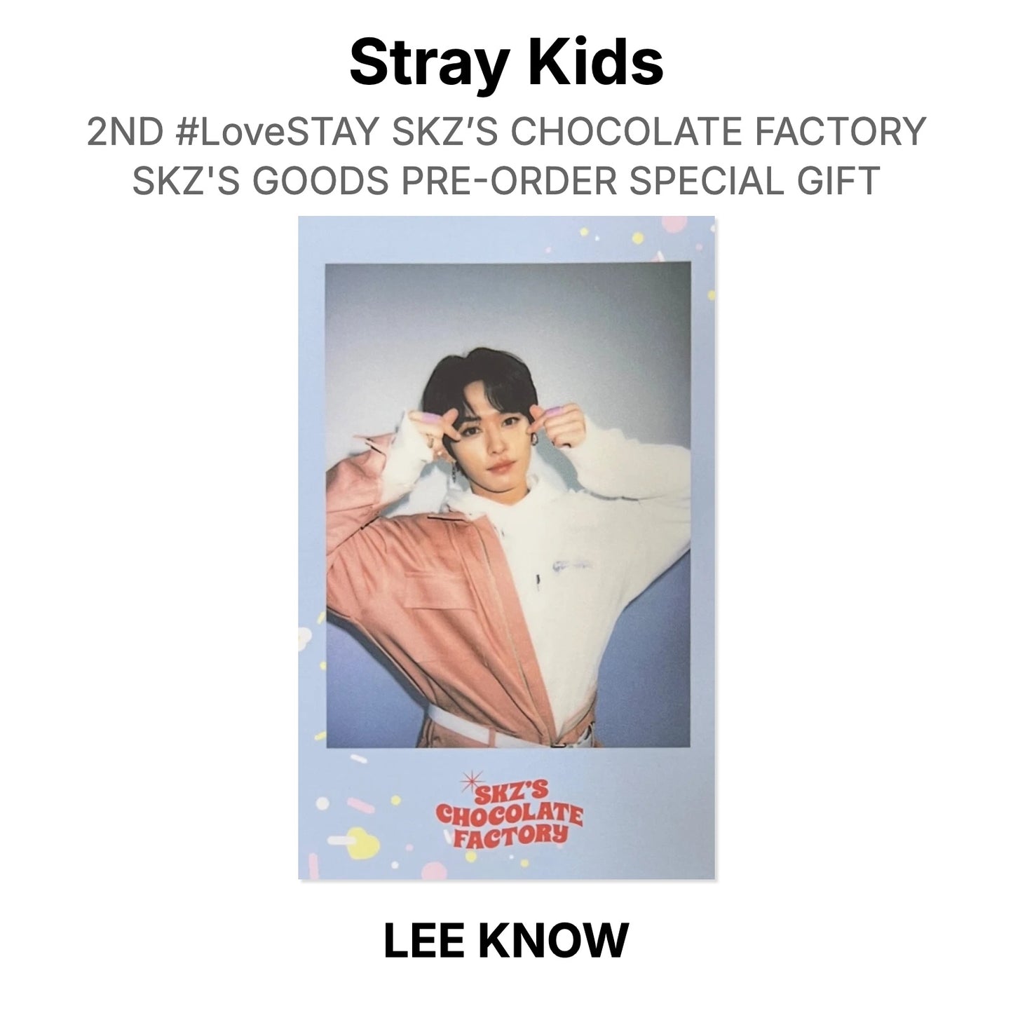 Stray Kids 2ND #LoveSTAY SKZ’S CHOCOLATE FACTORY SKZ'S GOODS PRE-ORDER SPECIAL GIFT Official Photocard