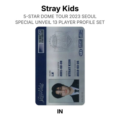 Stray Kids 5-STAR DOME TOUR 2023 SEOUL SPECIAL UNVEIL 13 PLAYER PROFILE SET photocard officielle