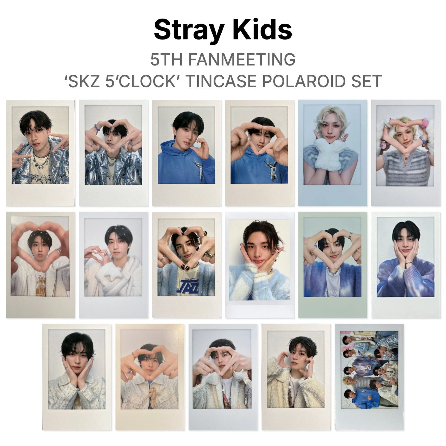 Stray Kids 5TH FANMEETING ‘SKZ 5’CLOCK’ TINCASE POLAROID SET Official Photocard