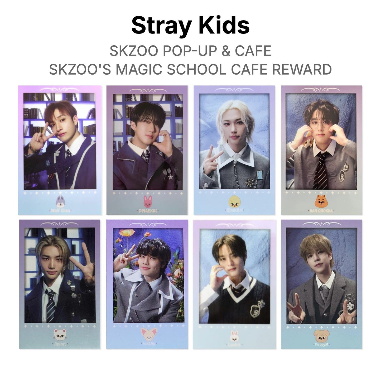 Stray Kids SKZOO POP-UP & CAFE SKZOO'S MAGIC SCHOOL CAFE REWARD photocard oficial